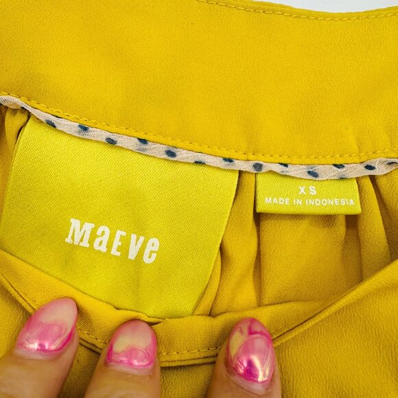 Anthropologie Maeve Yanna Golden Mustard Yellow Off The Shoulder Top Blouse XS - Picture 6 of 9